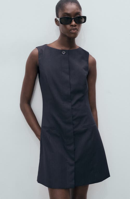 Mango Sleeveless Pinstripe Minidress In Blue