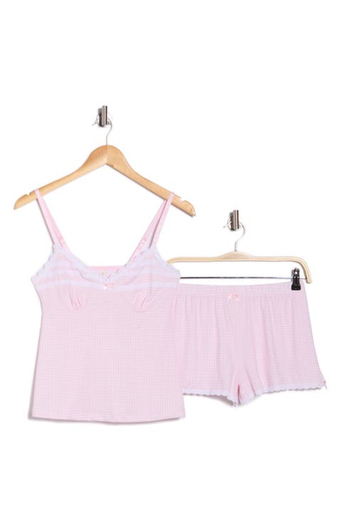 Gingham Lace Trim Pajamas