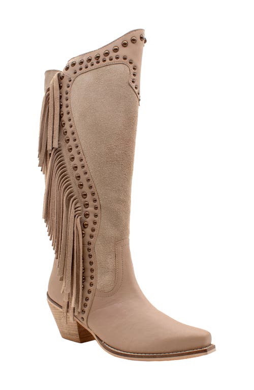 Volatile Palomino Fringe Knee High Western Boot In Brown
