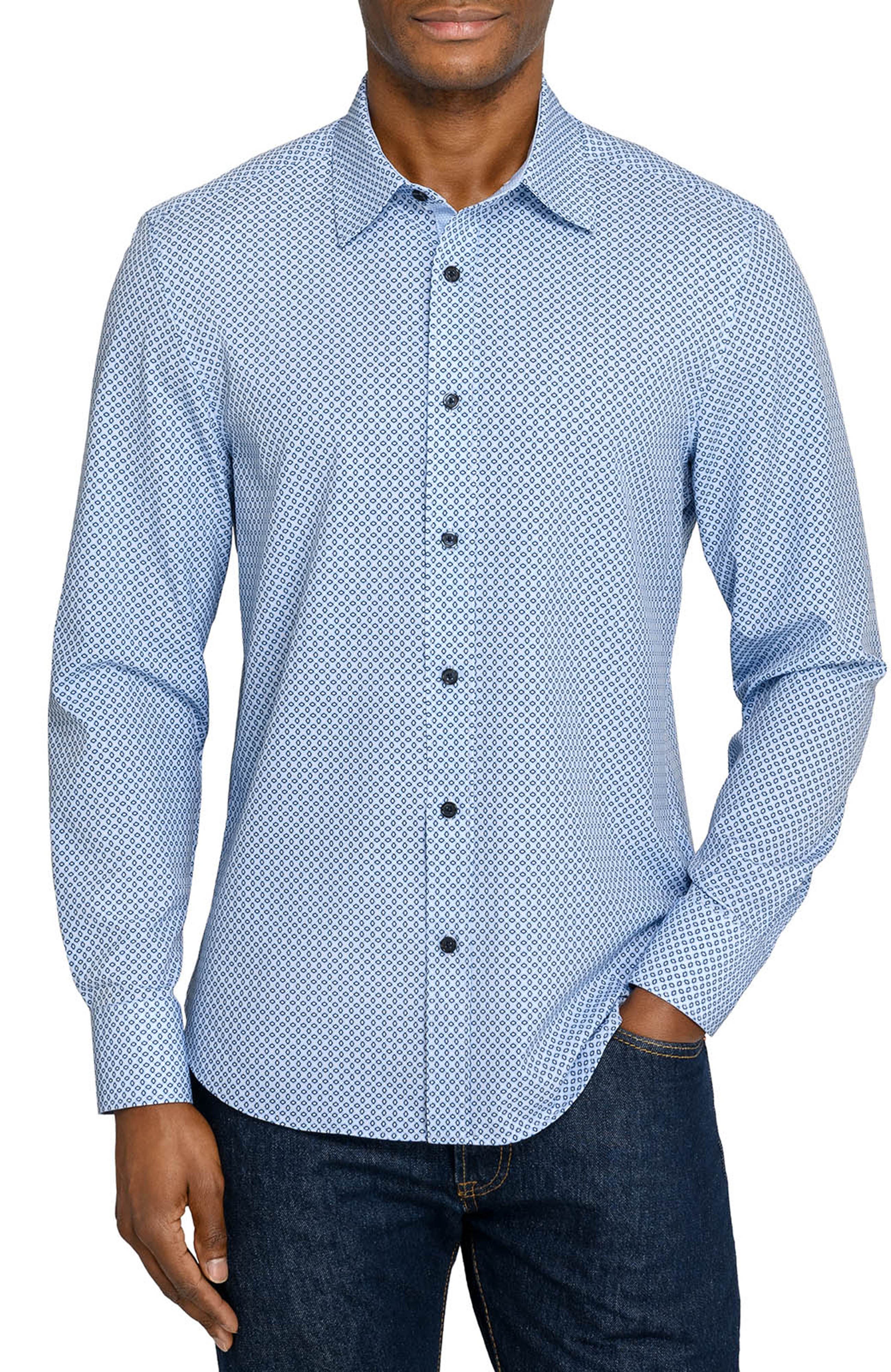 Slim Fit Diamond Geo Woven Long Sleeve Basic Shirt - image 3