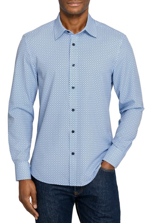 Slim Fit Diamond Geo Woven Long Sleeve Basic Shirt