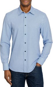 CONSTRUCT Slim Fit Diamond Geo Woven Long Sleeve Basic Shirt