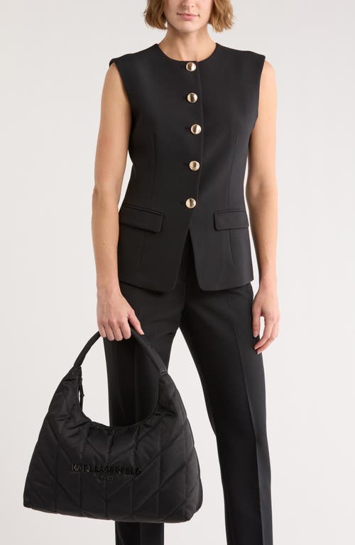 Karl Lagerfeld Paris Voyage Quilted Nylon Hobo Bag In Black