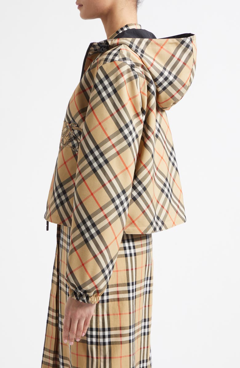 Burberry Equestrian Knight Reversible Hooded Jacket, Alternate, color, Sand Ip Check