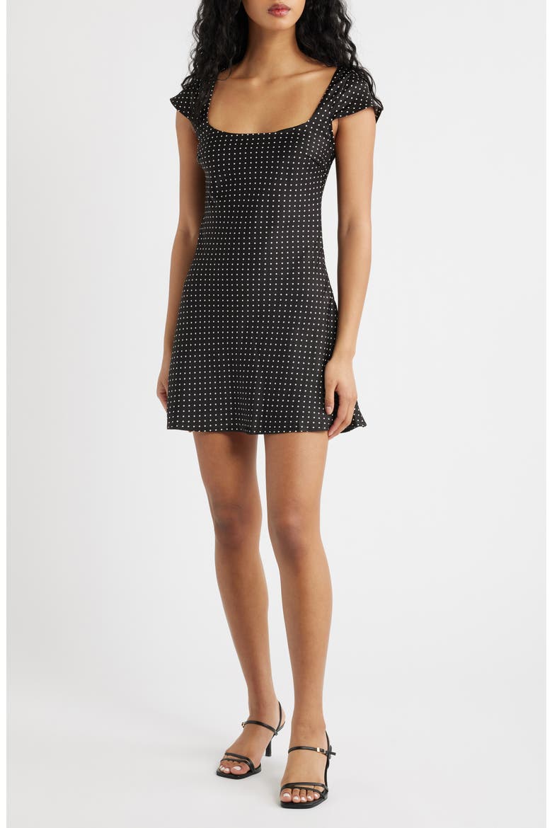 Lucienna Polka Dot Minidress, Main, color, WHITE / BLACK
