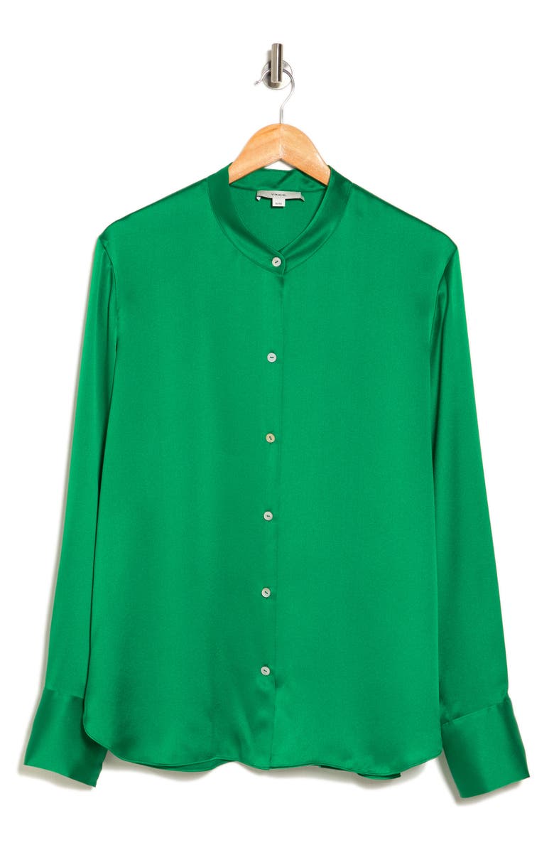 Vince Slim Fit Silk Button-Up Shirt, Main, color, 