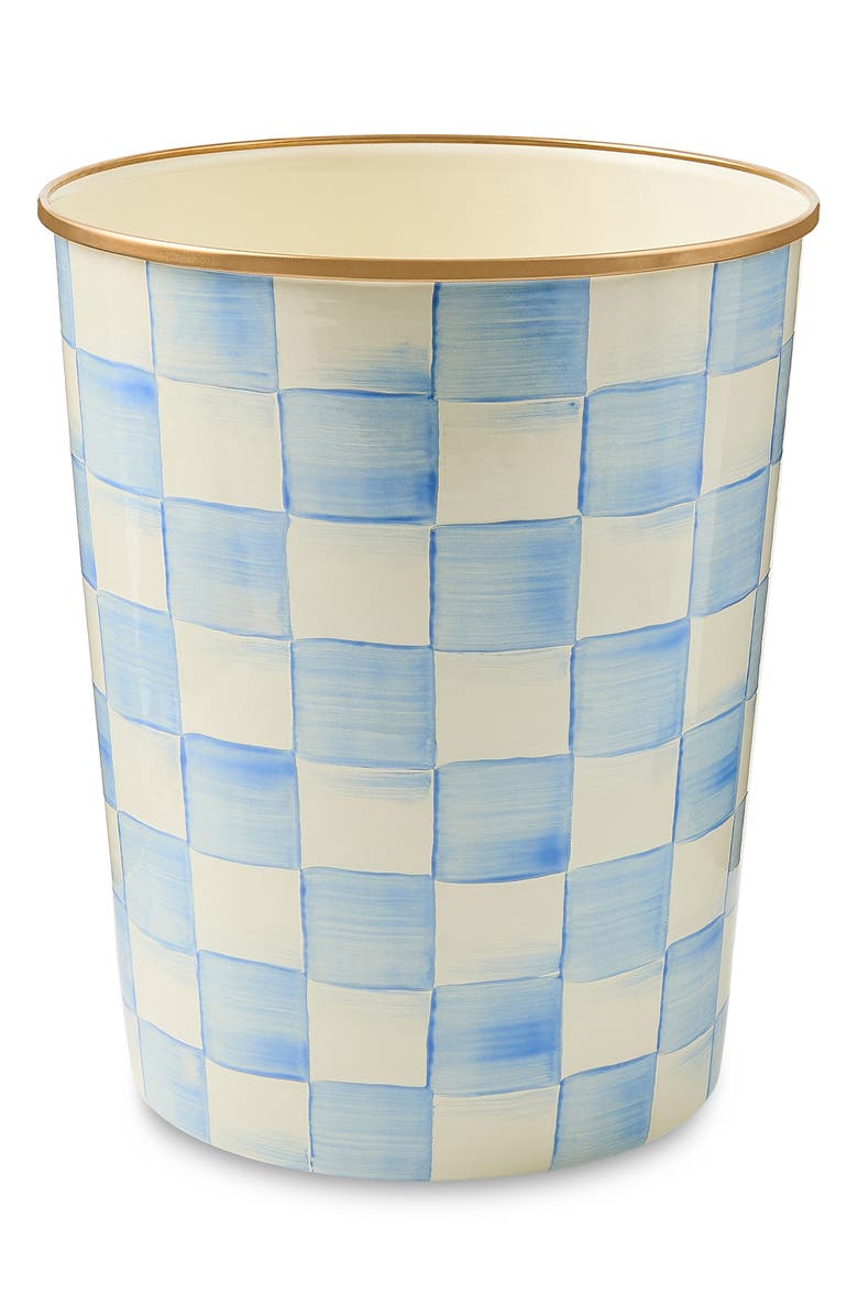MACKENZIE CHILDS Sky Check Waste Bin, Main, color, Sky Check
