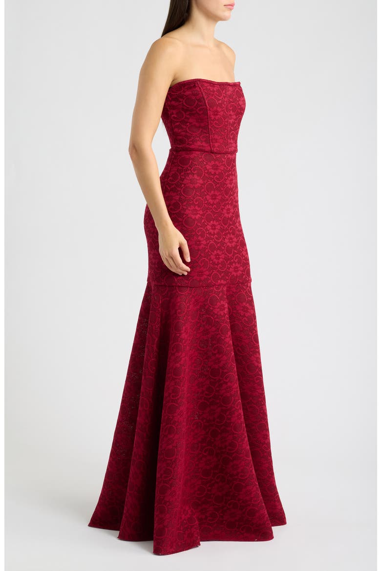 Kristy Strapless Lace Mermaid Gown, Alternate, color, ROUGE