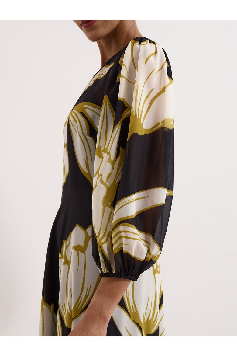 Eve 3/4 Sleeve Floral Maxi Dress, Alternate, color, Black Mu