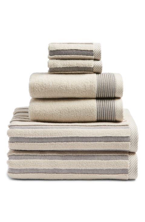 Mixed Stripe 6-Piece Cotton Towel Set