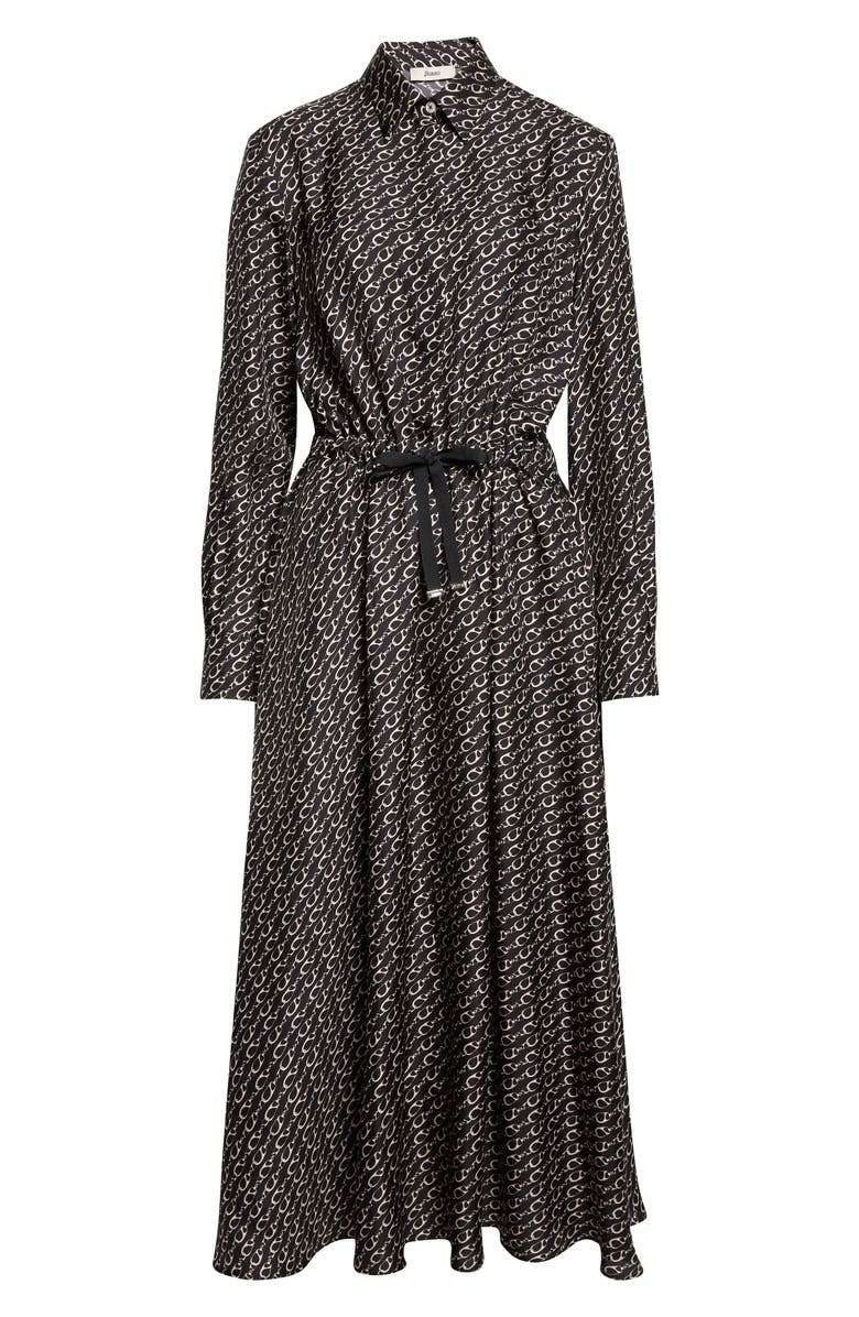 Herno Logo Print Long Sleeve Silk Shirtdress, Alternate, color, Black