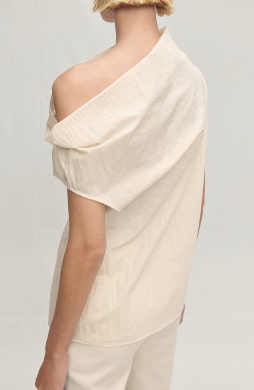 MANGO MANGO ASYMMETRIC OFF THE SHOULDER COTTON BLEND TOP