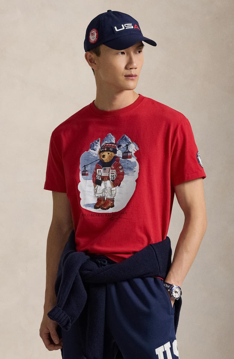 Polo Ralph Lauren Team USA Polo Bear Graphic T-Shirt, Alternate, color, Red