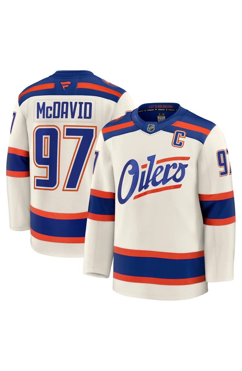 FANATICS Men's Fanatics Connor McDavid Light Beige Edmonton Oilers Alternate Premium Jersey, Main, color, Light Beige