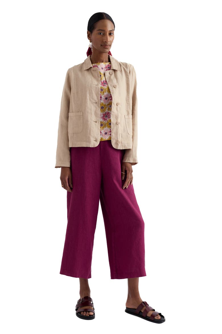 Merrivale Linen Culottes, Alternate, color, DARK FREESIA