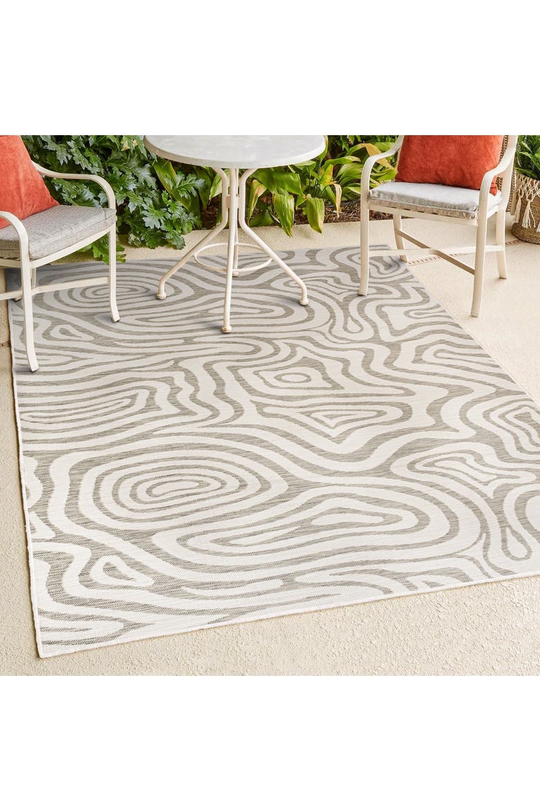 Eryx Modern Bohemian Abstract Organic Reversible Machine-Washable Indoor/Outdoor Area Rug, Alternate, color, Gray/Cream