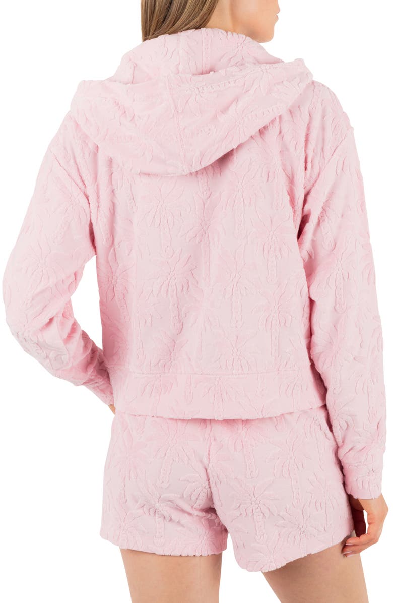 Hurley Castaway Palms Full Zip Crop Hoodie, Alternate, color, Sunrise Pink
