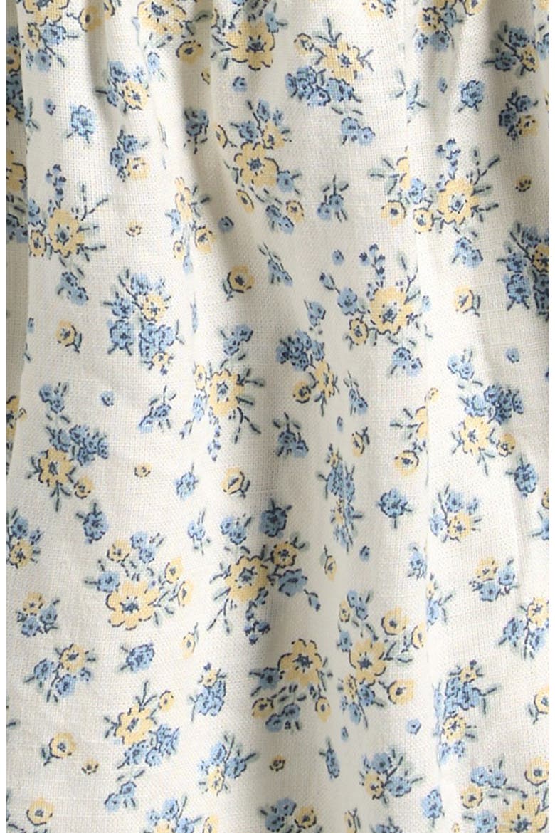 Smocked Organic Cotton & Linen Bodysuit, Alternate, color, LP YELLOW BLUE FLORAL