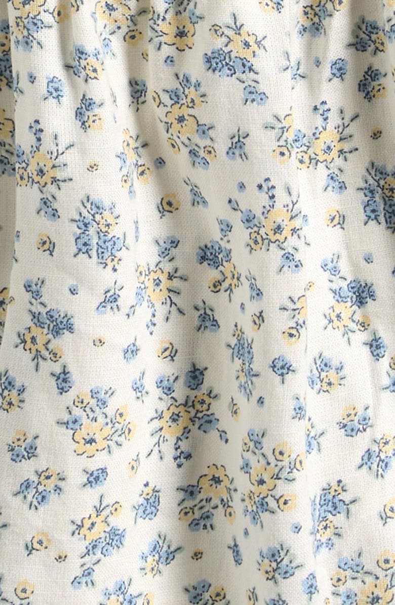 Little Planet Smocked Organic Cotton & Linen Bodysuit, Alternate, color, Lp Yellow Blue Floral
