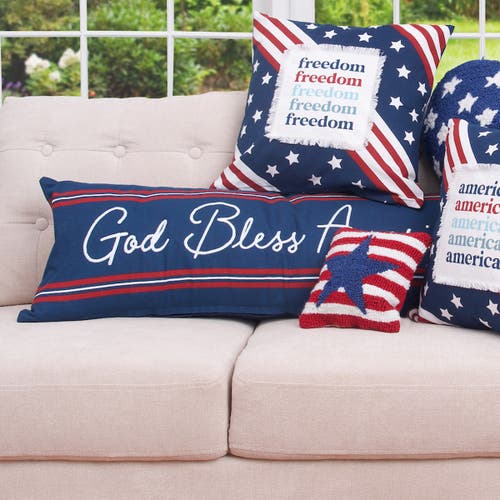 C & F Home C&f Home Stars & Stripes Patriotic 4th Of July Hooked Throw Pillow, 8" X 8" In Multi