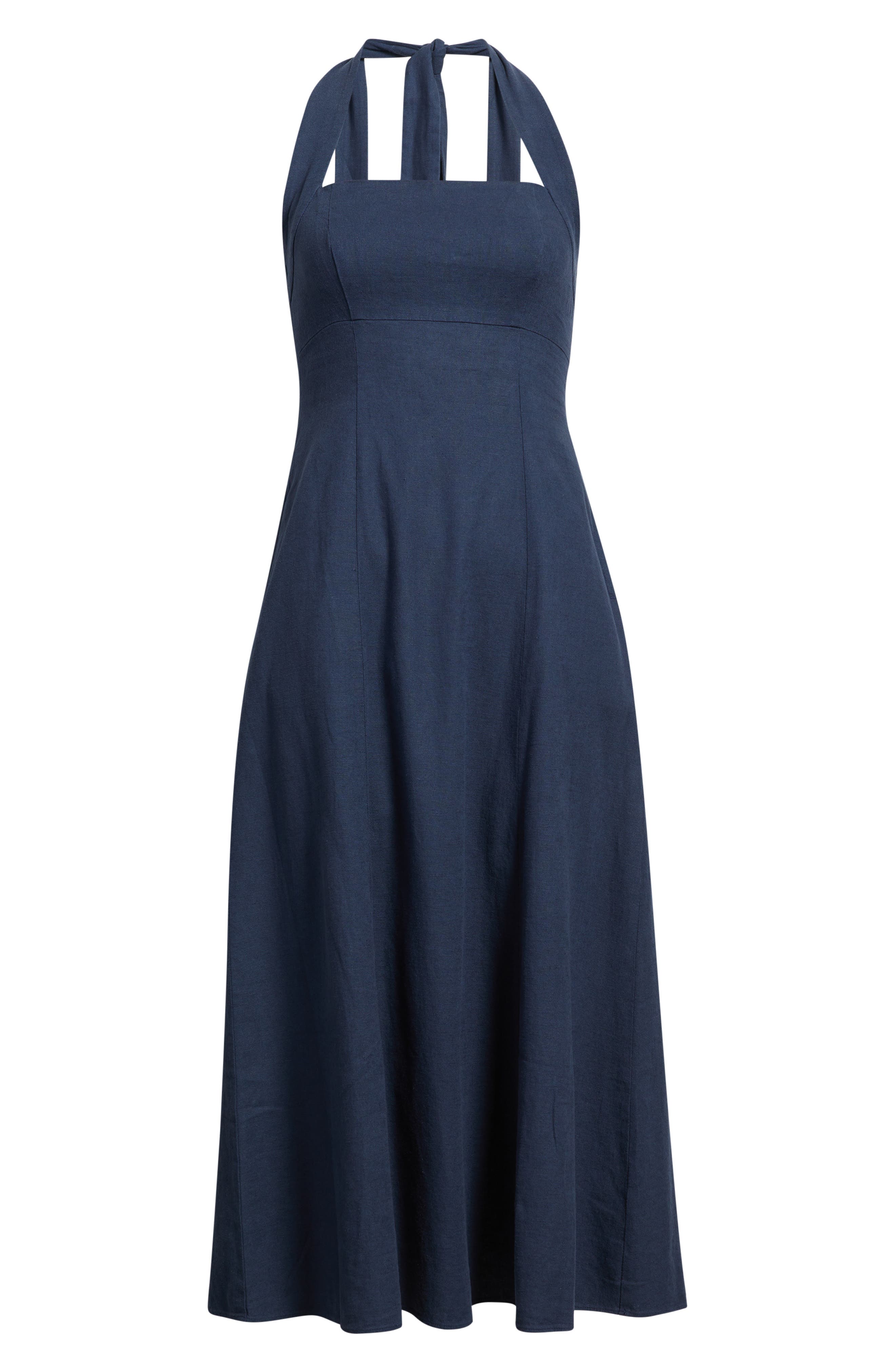 Женские Open Edit Linen Blend Halter Midi Dress — фото 6