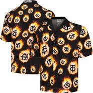 PLEASURES Men's PLEASURES Black Minnesota Twins Flame Fireball Button-Up Shirt