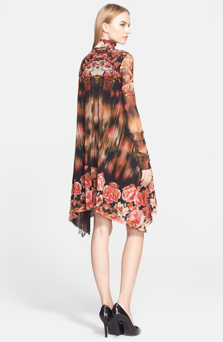 Fuzzi Jean Paul Gaultier Print Turtleneck Tulle Trapeze Dress, Alternate, color,