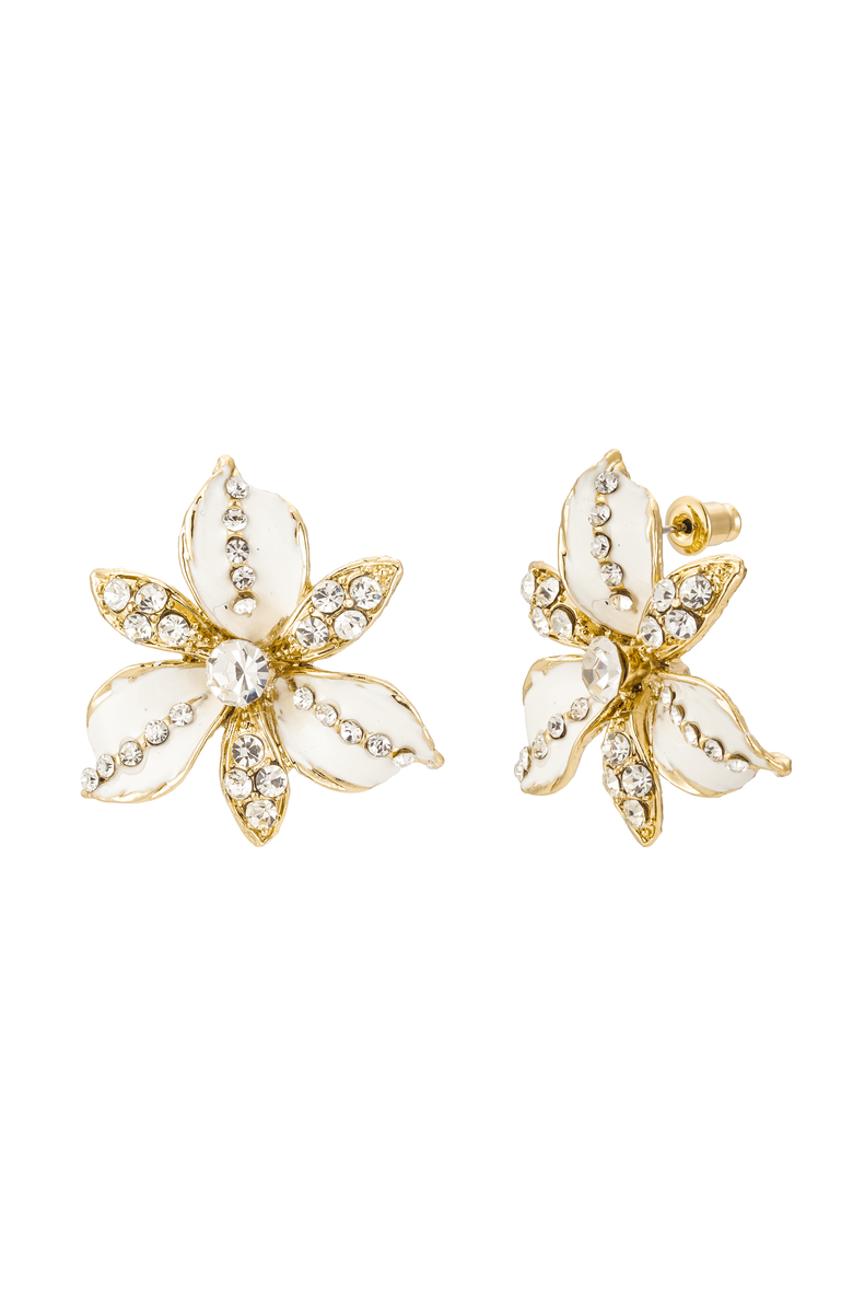Untamed Petals Feyre Crystal Stud Earrings, Main, color, Gold