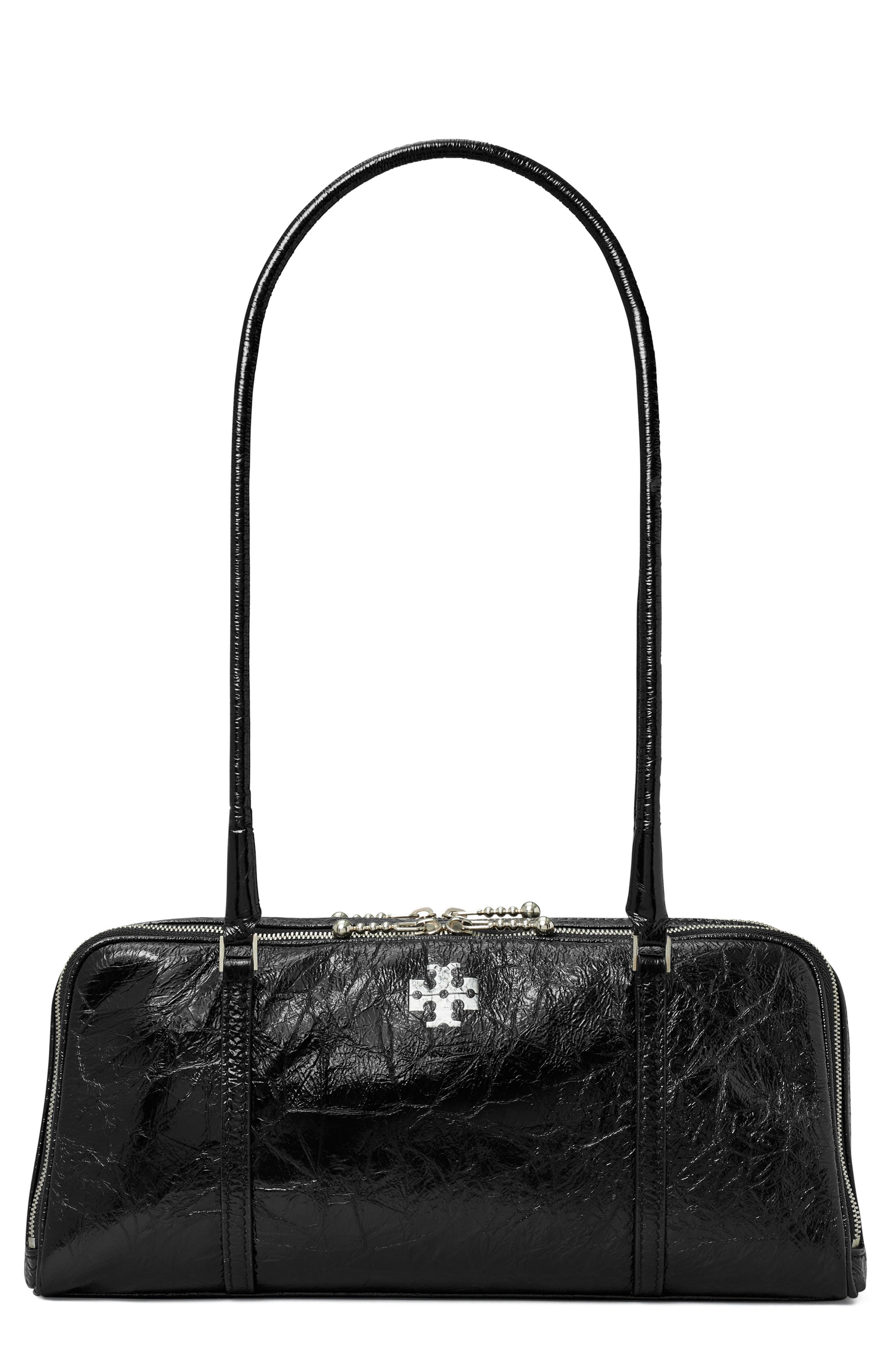 Tory Burch T Monogram Small Metallic Marshmallow Satchel, Main, color, 