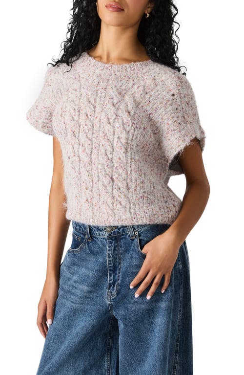 Steve Madden Kieva Cable Stitch Short Sleeve Sweater In Brown