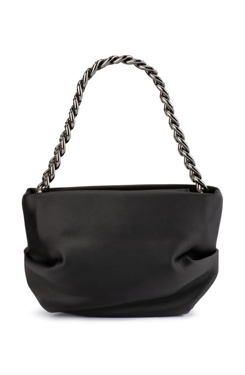 Olga Berg Jule Satin Top Handle Bag In Black