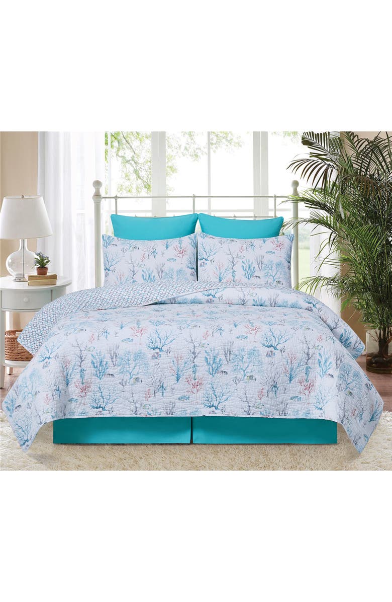 C&F Home St. Vincent Coastal Beach Cotton Quilt Set  - Reversible and Machine Washable, Alternate, color, Blue