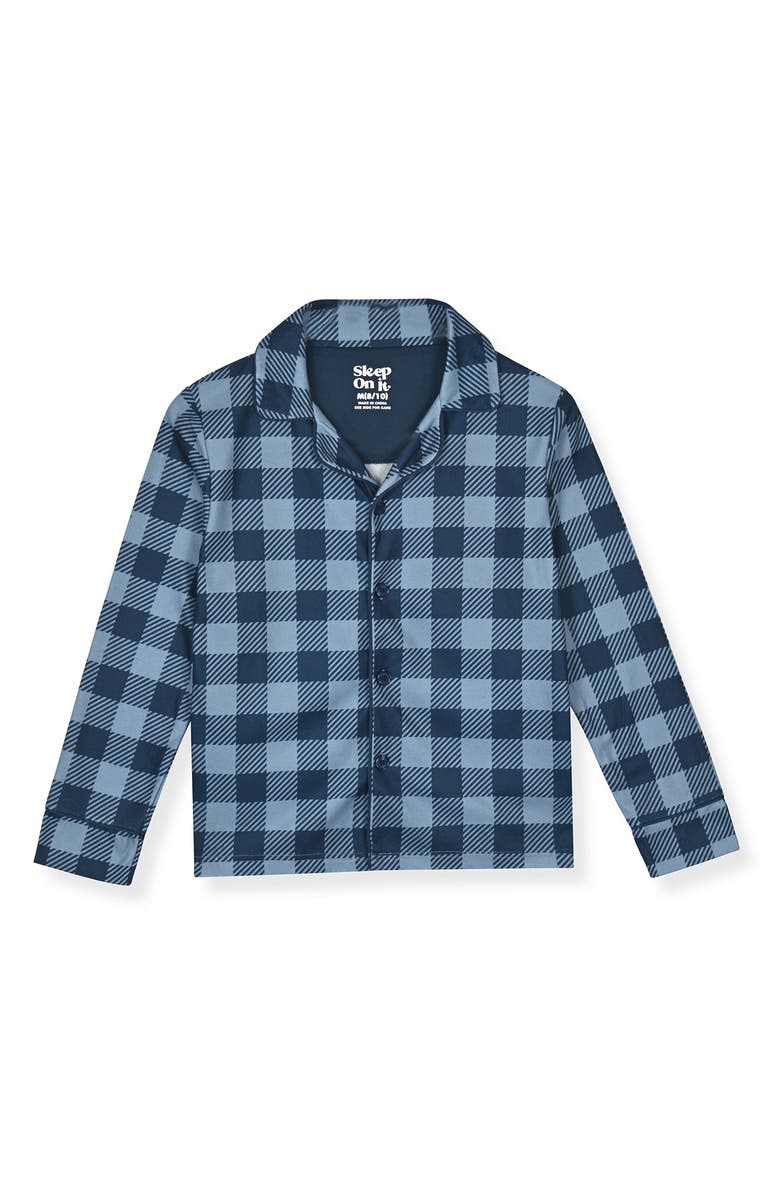 SLEEP ON IT Kids' Plaid Check Long Sleeve Pajamas, Alternate, color, Blue
