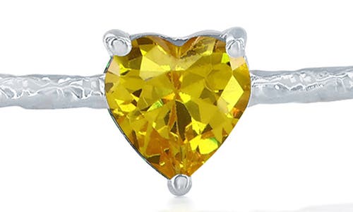 Simona Birthstone Cubic Zirconia Heart Open Cuff Bracelet In Yellow