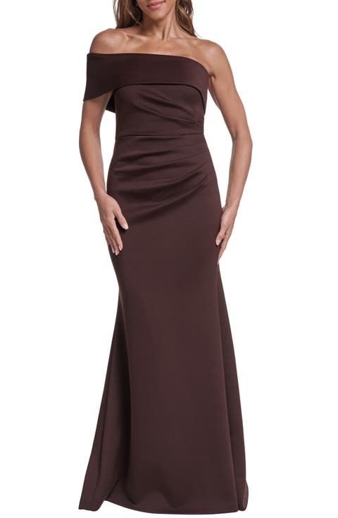 One-Shoulder Ruched Gown