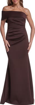 Eliza J One-Shoulder Ruched Gown