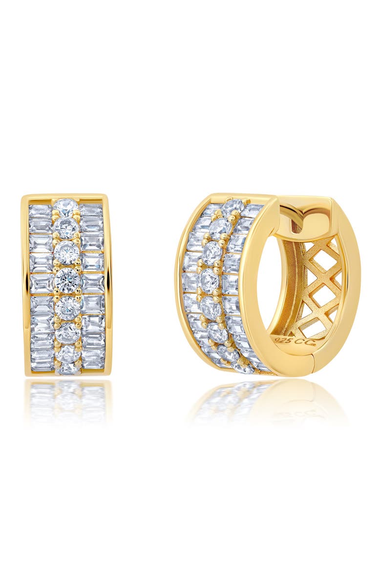 Baguette & Round Hoop Earrings, Main, color, GOLD