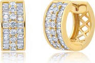 Crislu Baguette & Round Hoop Earrings