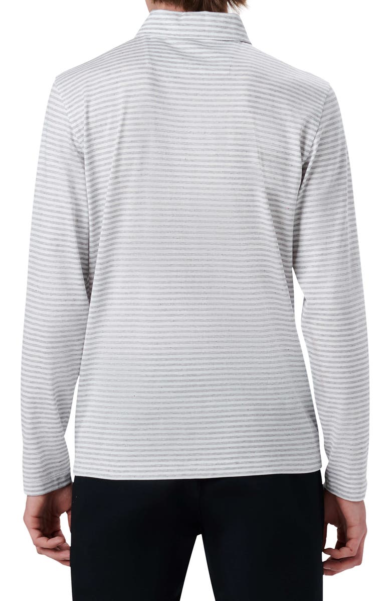 Bugatchi Stripe Cotton Long Sleeve Polo, Alternate, color, White