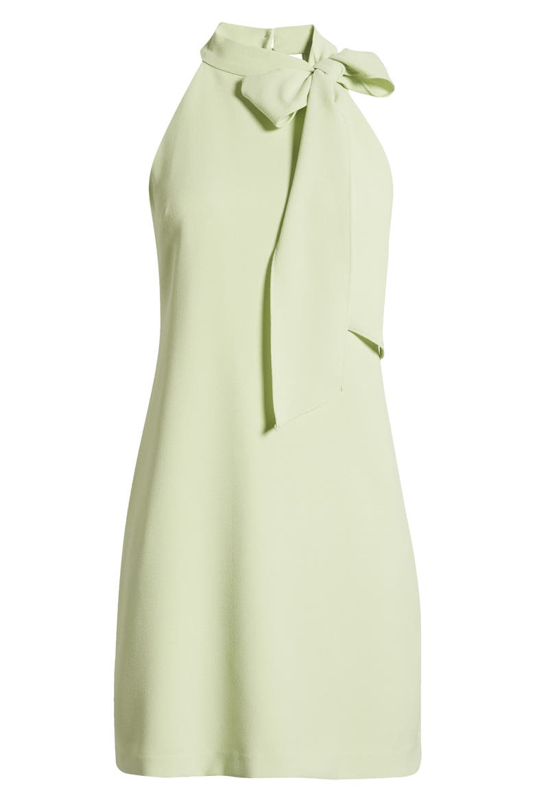 Signature Stretch Bow Crepe Dress, Alternate, color, PISTACHIO