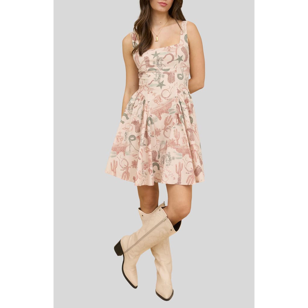 Blu Pepper Western Print Minidress In Pink