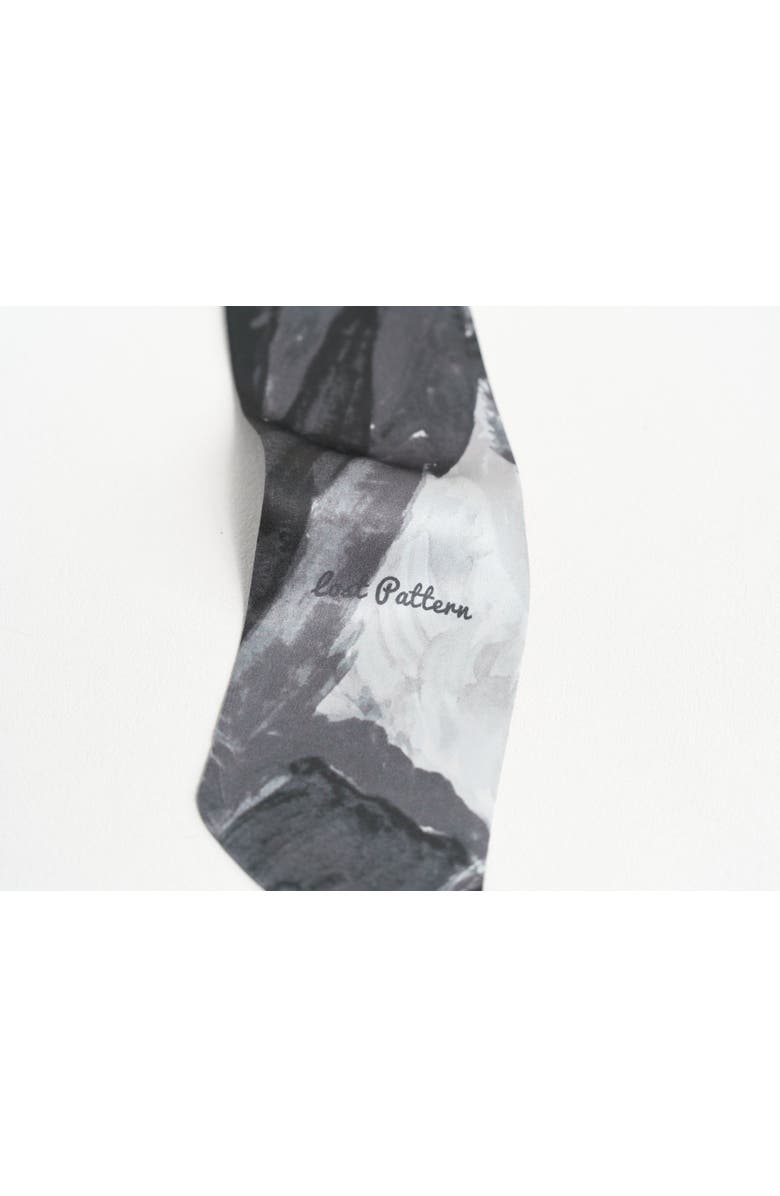 Lost Pattern "Himalaya" Silk Neck Bow Scarf, Alternate, color, Grey