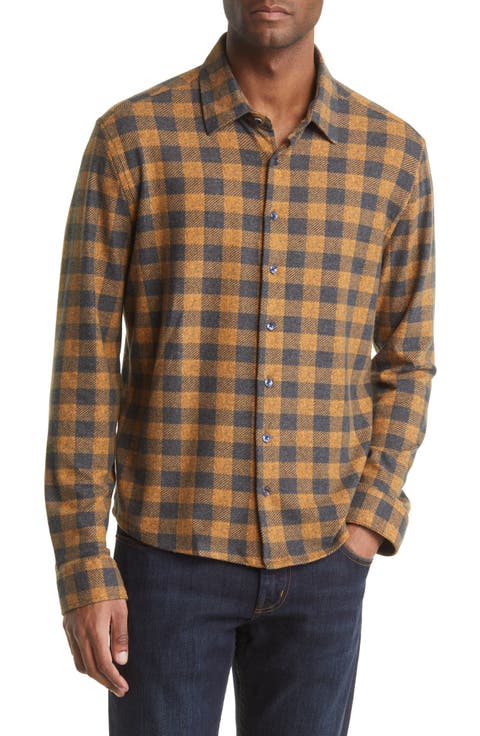 Dry Touch® Performance Buffalo Check Flannel Button-Up Shirt