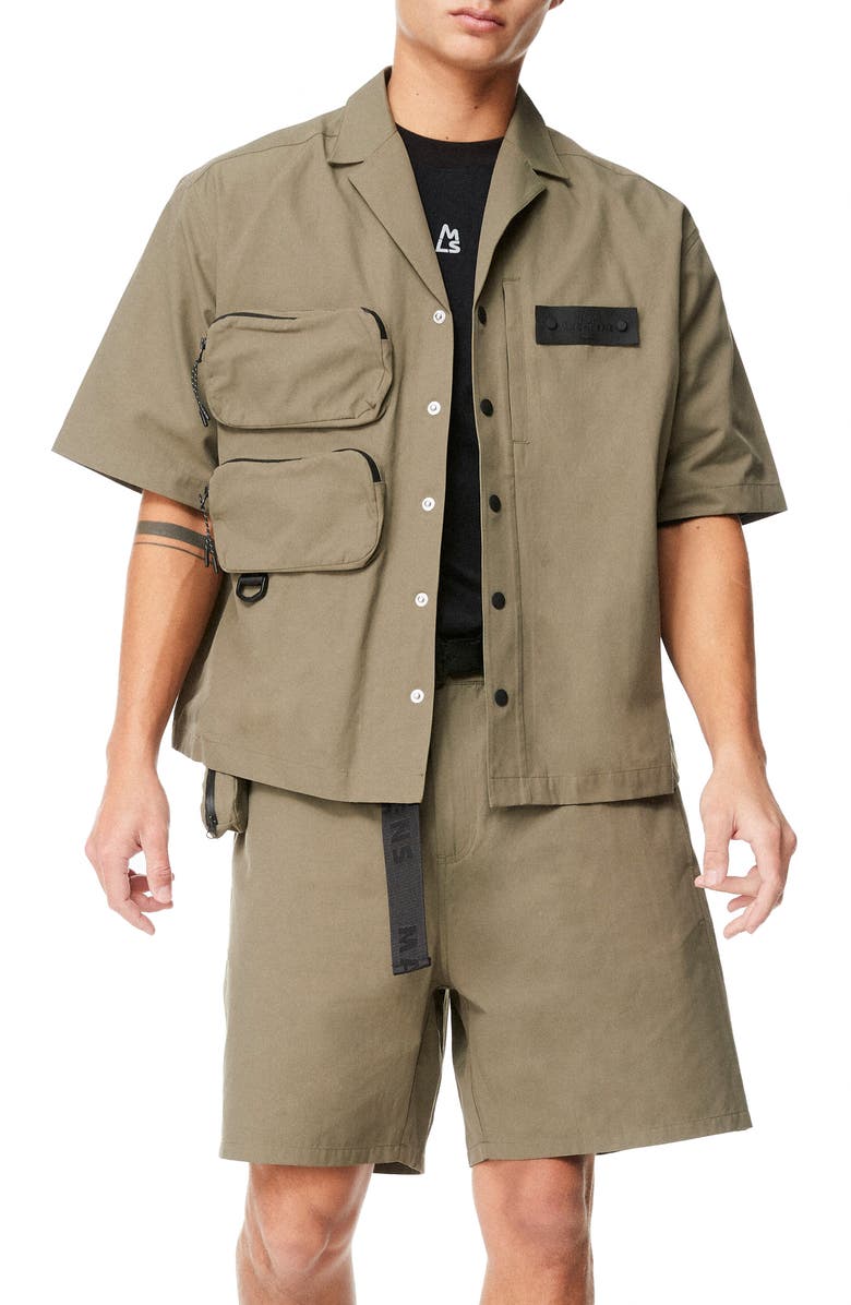 MAGNLENS Cashio Cargo Nylon Camp Shirt, Main, color,