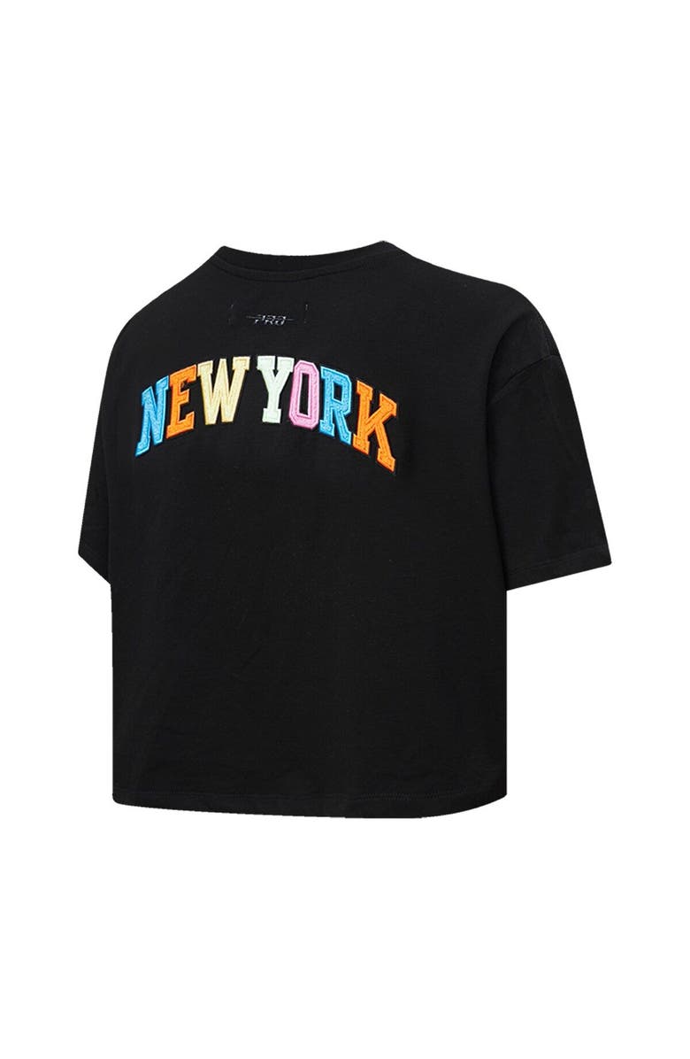 PRO STANDARD Women's Pro Standard Black New York Knicks Washed Neon Cropped Boxy T-Shirt, Alternate, color, 