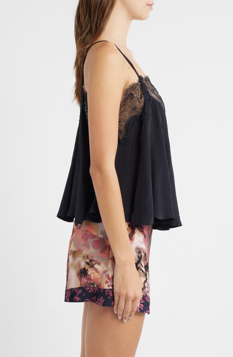 Free People Make Me Yours Eyelash Satin Lace Camisole, Alternate, color, Black