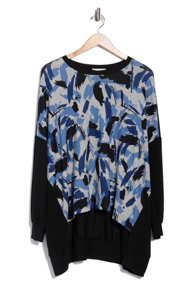 Print Boxy Top, Alternate, color, BLUE