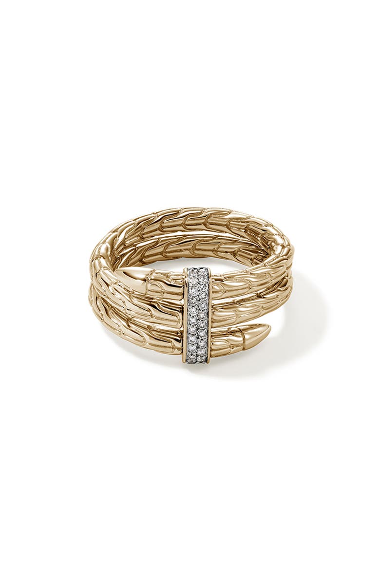 Spear 14K Gold Diamond Pave Double Wrap Ring, Main, color, GOLD