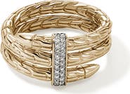 John Hardy Spear 14K Gold Diamond Pave Double Wrap Ring