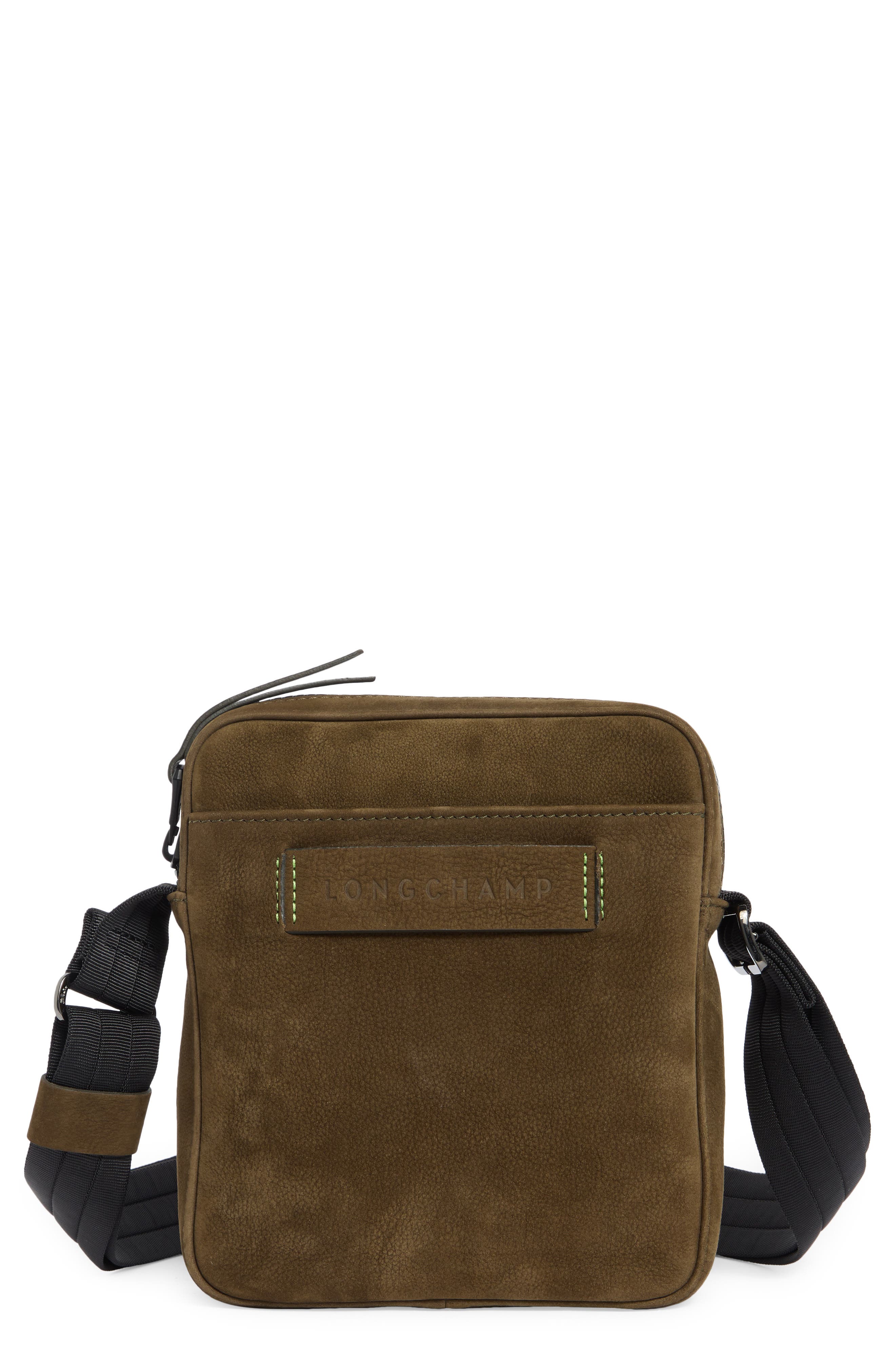 Longchamp LC3D Nubuck Crossbody Bag, Main, color, Khaki